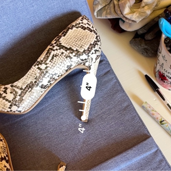 Nine West Black and Cream Snakeskin Heels - Picture 4 of 6